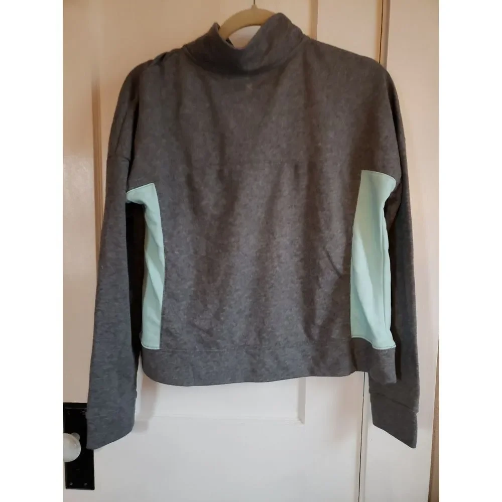 xersion active ware 1/4 zip jacket cotton blend women's Medium‎ grey +blue